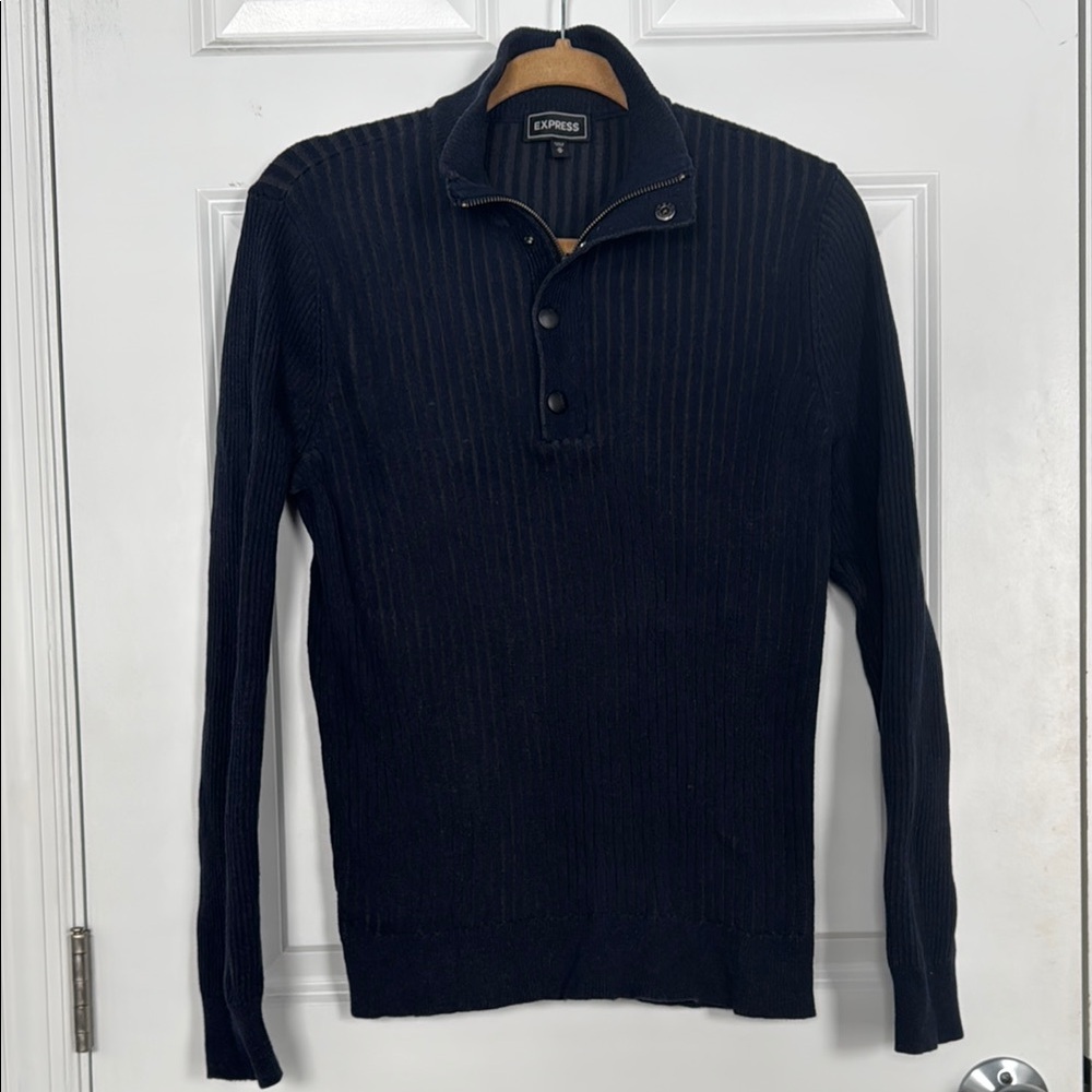Express Men’s Blue Quarter Zip Up Sweater